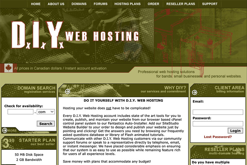 D.I.Y. Web Hosting Retro Website Design