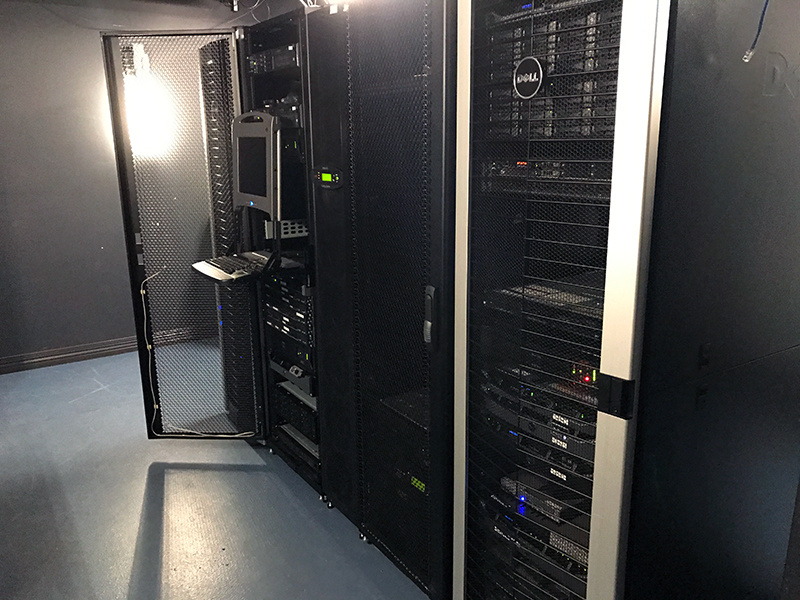 Varial Hosting server infrastructure racks inside the secure Saskatoon data center facility.